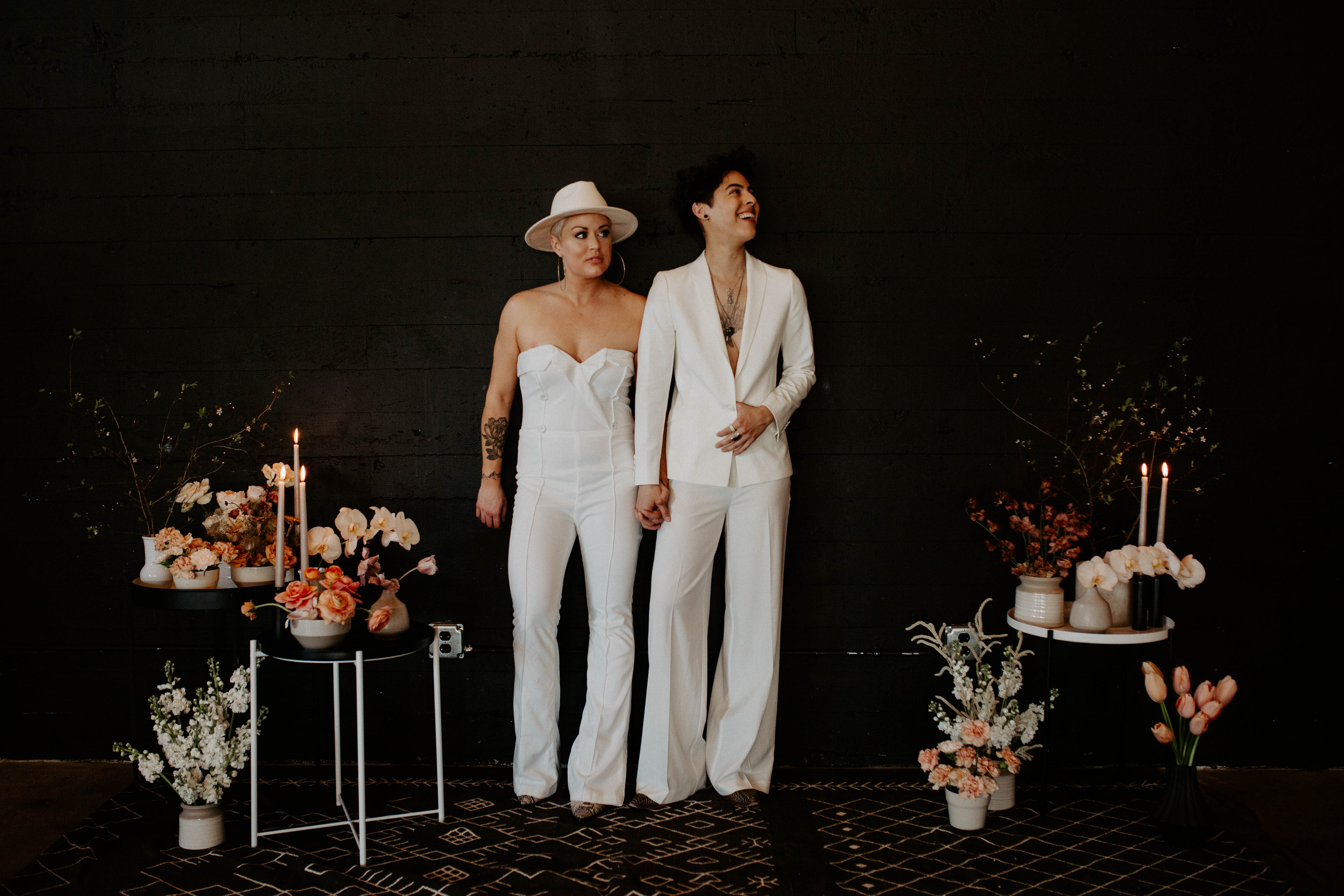 Portland Lgbtq Wedding With White Jumpsuits And An Eclectic Vibe