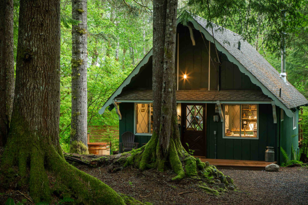 Mt. Ranier cabin in the woods