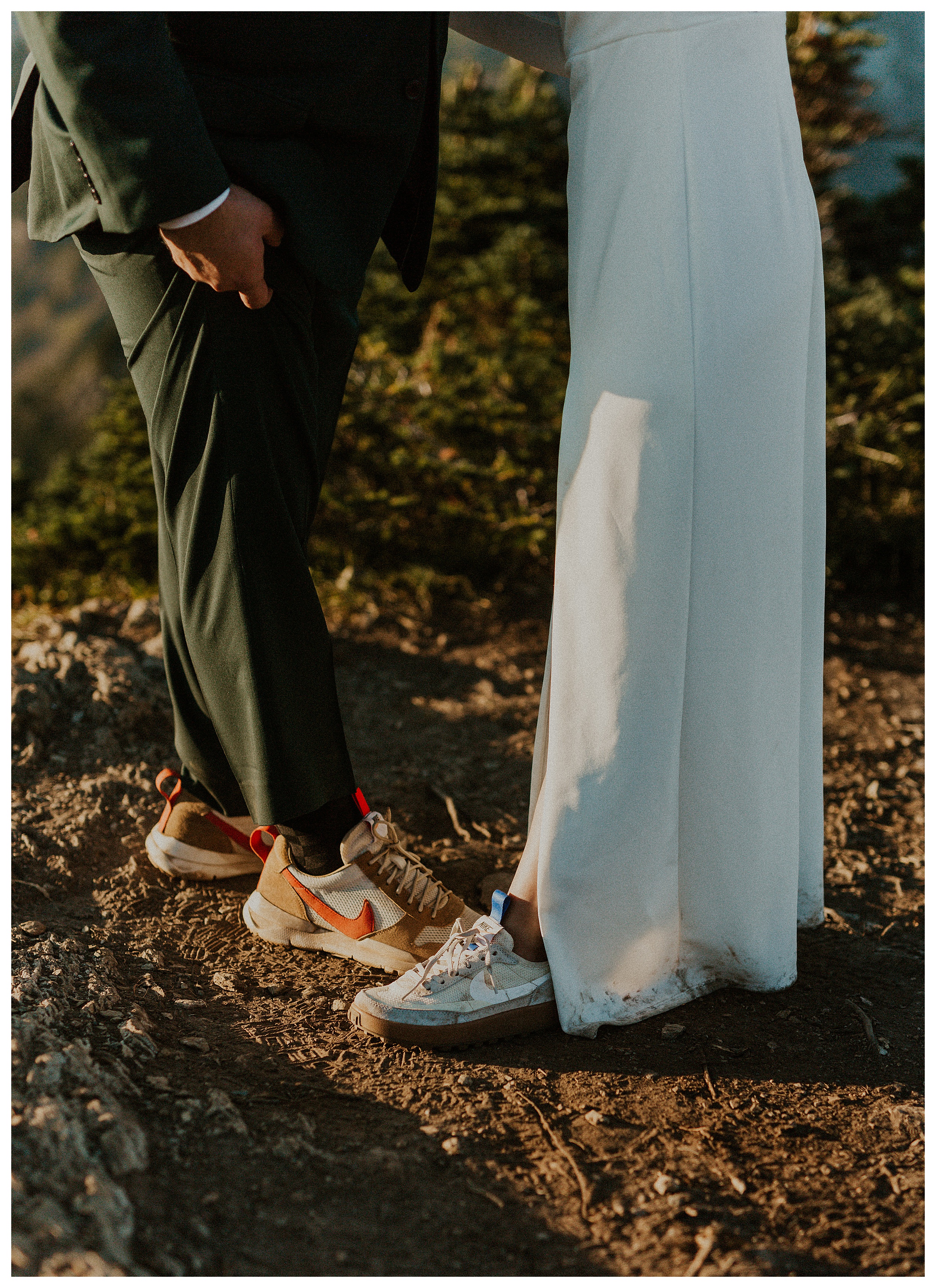 bride and groom wearing sneakers