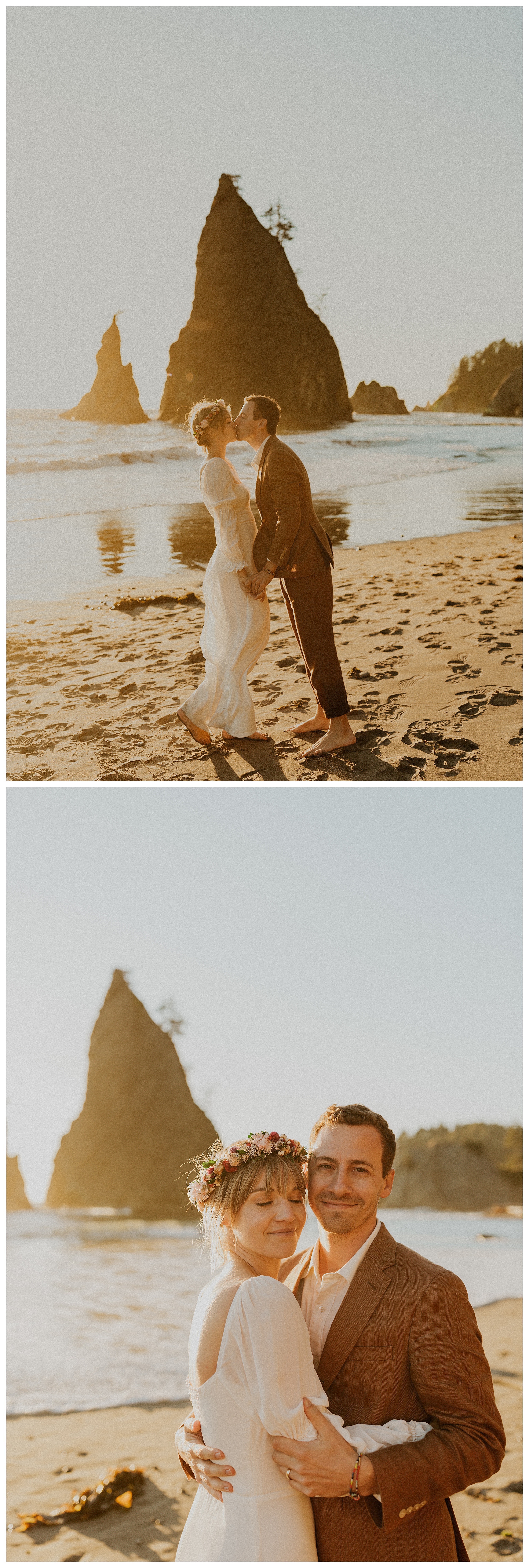 bride and groom kissing rialto beach

